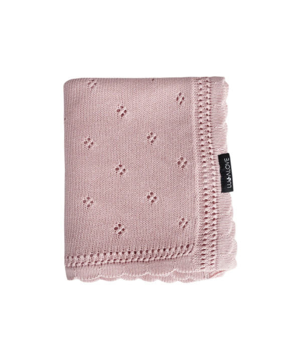 Kocyk ażurowy Daisy - pudrowy róż 80x100 cm Lullalove