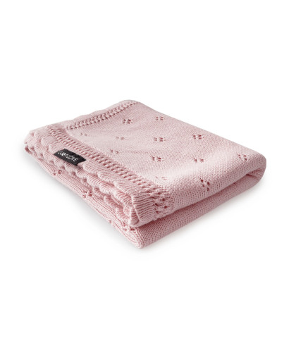 Kocyk ażurowy Daisy - pudrowy róż 80x100 cm Lullalove