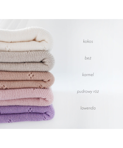 Kocyk ażurowy Daisy - pudrowy róż 80x100 cm Lullalove