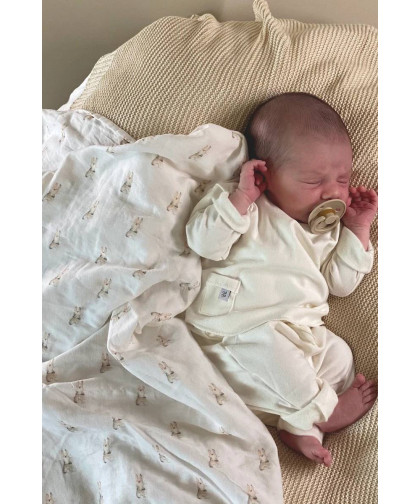 Otulacz bambusowy muślinowy 120x120 Króliczki BAMBOOM