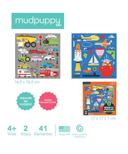 Puzzle magnetyczne 2w1 Środki transportu 4+ Mudpuppy