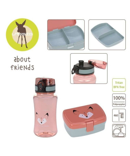 Zestaw na lunch Lunchbox + Tritanowa butelka - bidon 460 ml About Friends Lis Lassig