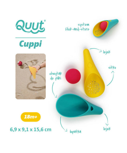 Zestaw 2 łopatek wielofunkcyjnych z piłeczką Cuppi Banana Blue QUUT