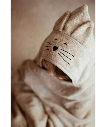 Bambusowy duży ręcznik beige — cat My Memi
