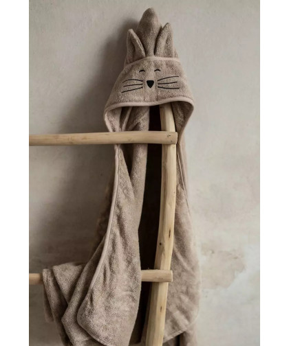 Bambusowy duży ręcznik beige — cat My Memi