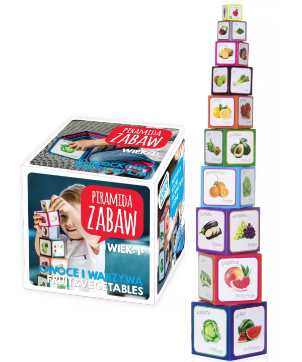 Piramida zabaw edukacyjna wieża klocki Montessori — Owoce i Warzywa