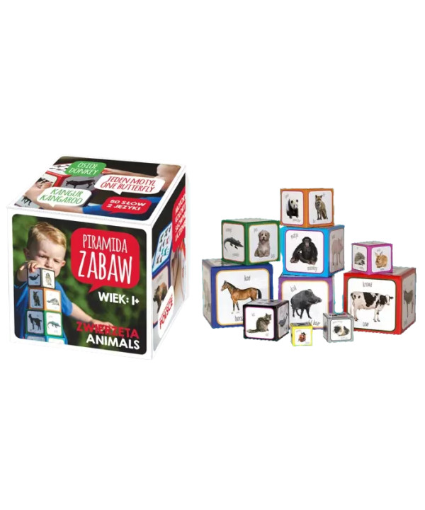 Piramida zabaw edukacyjna wieża klocki Montessori — Zwierzęta