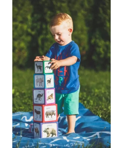 Piramida zabaw edukacyjna wieża klocki Montessori — Zwierzęta