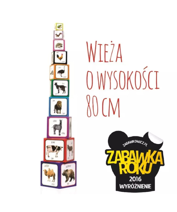 Piramida zabaw edukacyjna wieża klocki Montessori — Zwierzęta ️ Dinusie.pl