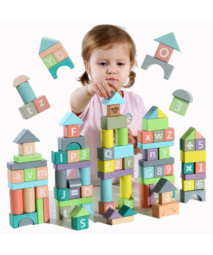 Kolorowe klocki 90 elementów literki cyferki TOOKY TOY