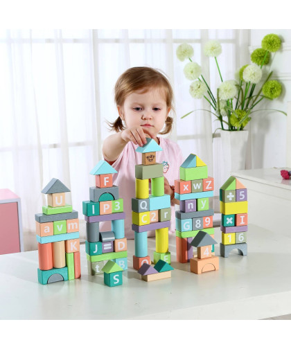 Kolorowe klocki 90 elementów literki cyferki TOOKY TOY