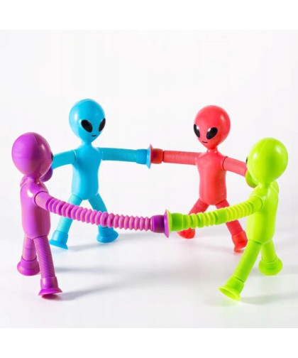 Zabawka do rozciągania zielony kosmita z przyssawką rozciągliwa