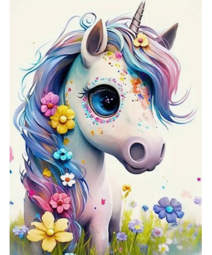 Malowanie po numerach bajkowy pastelowy jednorożec 30x40 koń unicorn z ramą