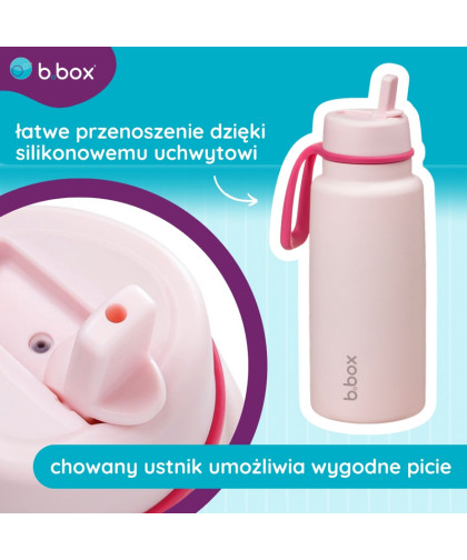 Butelka termiczna ze składanym ustnikiem - termos ze stali nierdzewnej 1l Pink Paradise, b.box