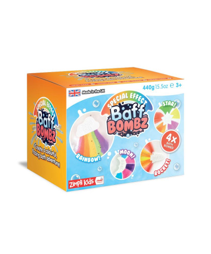 Bomby do kąpieli zmieniające kolor wody, zestaw 4 szt., Rainbow Baff Bombz, 3+, Zimpli Kids