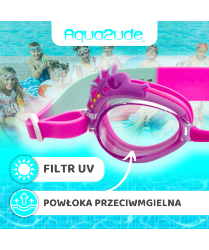 Okulary do pływania dla dzieci Konik morski różowy 3+, Aqua2ude