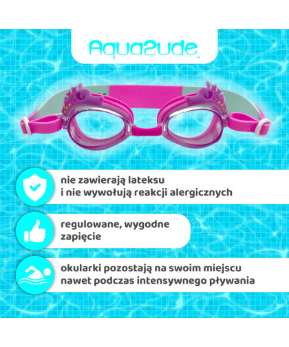 Okulary do pływania dla dzieci Konik morski różowy 3+, Aqua2ude