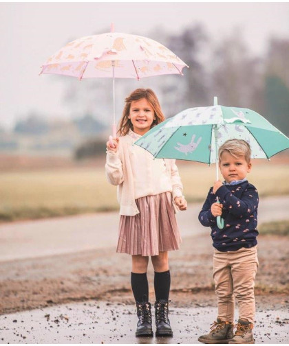 Parasol przeciwdeszczowy KIDZROOM kot i serca green