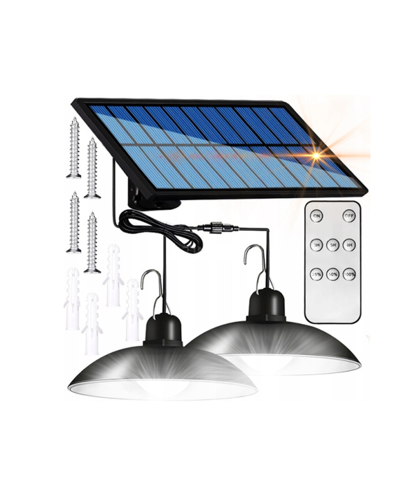 Podwójny żyrandol solarny LED 14,8x6,4 CM lampa wisząca zewnętrzna